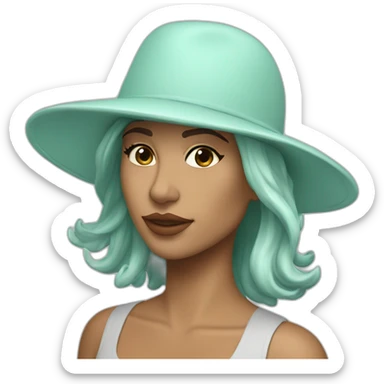 Latina with sea foam colored flat brim hat sticker