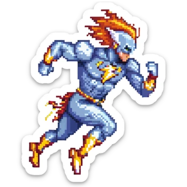Reverse Flash speedster villain running with lightning sticker