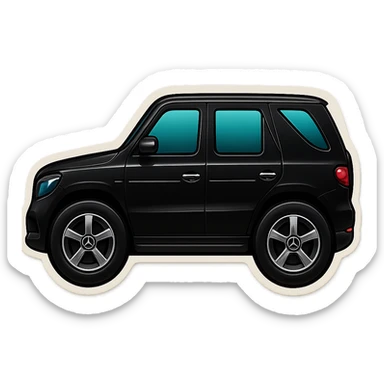Create a black Mercedes GLE SUV in the exact same retro stickers emoji style as the provided black SUV emoji, with glossy black paint, blue-tinted windows, and similar proportions and details. No background. sticker
