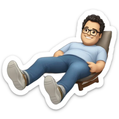 josh gad laying back cutely, soles of feet towards camera, no shoes sticker