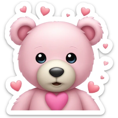 Valentine teddy bear with pastel pink heart sticker