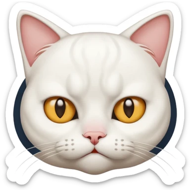 Un chat blanc qui est grincheux avec la tête plate  sticker
