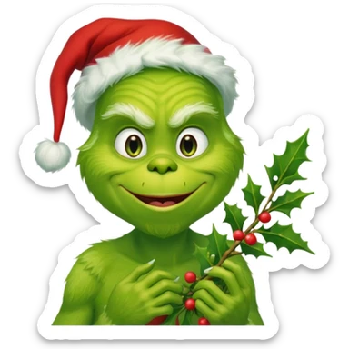 grinch with misteltoe sticker