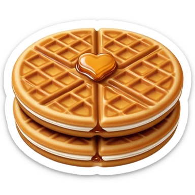 Cinematic Realistic Stroopwafel Dessert Emoji, depicted as a delicate caramel-filled waffle cookie rendered with crisp textures and warm, inviting lighting. sticker