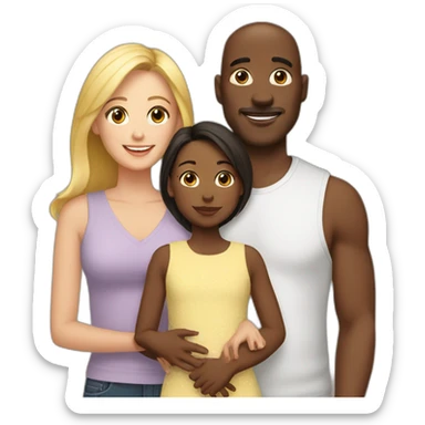 interracial couple with daughter sticker