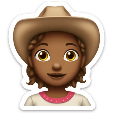 Little girl brown cow girl  sticker