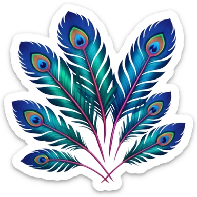 Peacock Begonia feathers, upclose colors feathers sticker