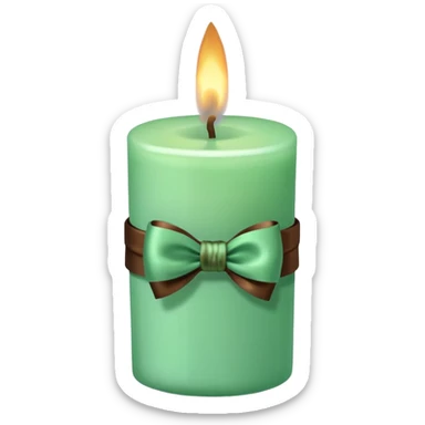 mint candle, with brown bow sticker
