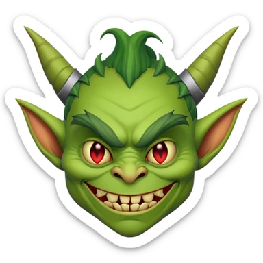goblin enemy with pointed ears and evil grin sticker