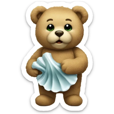 teddy bear with an oyster  sticker