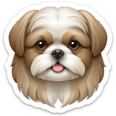 Cinematic Noble Shih Tzu Portrait Emoji, Poised and elegant, with a luxurious, flowing fur in refined muted tones, delicate features and wise, gentle eyes, simplified yet meticulously detailed, glowing with a soft, regal radiance, high shine, exuding quiet dignity and timeless charm, soft glowing outline, capturing the essence of a noble Shih Tzu that epitomizes refined poise! sticker