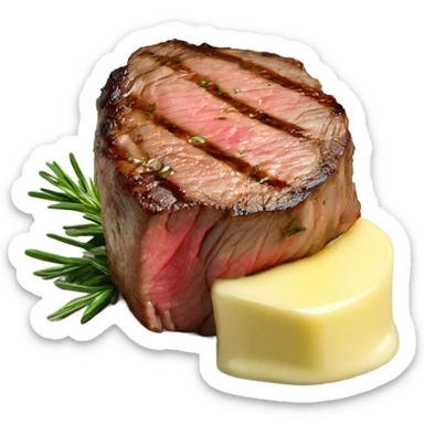 Medium rare filet mignon with butter and rosemary  sticker