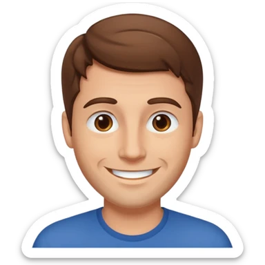 brown-haired man emoji, no beard, no mustache, smiling face sticker