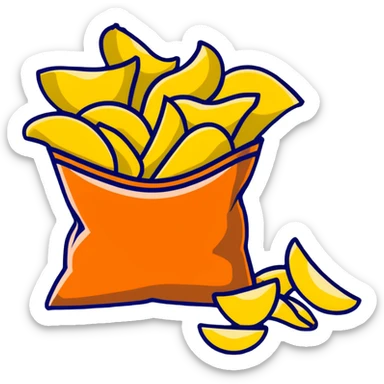 bag of ridged potato chips spilling out sticker
