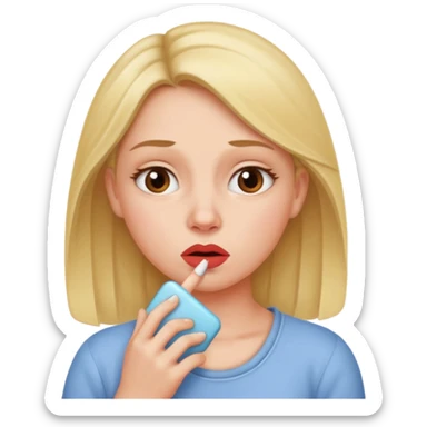 woman thinking of a baby while biting her lip sticker