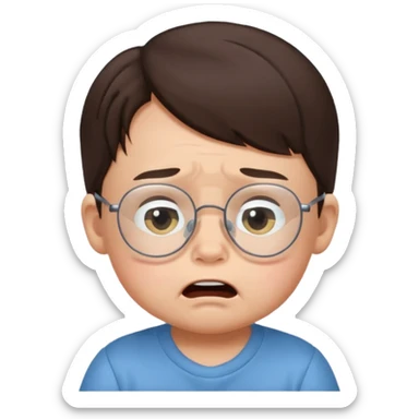 brunette baby boy crying with glasses sticker