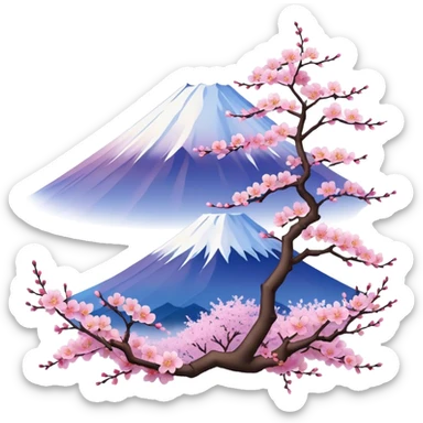 mount fuji with sakuras, no frame sticker