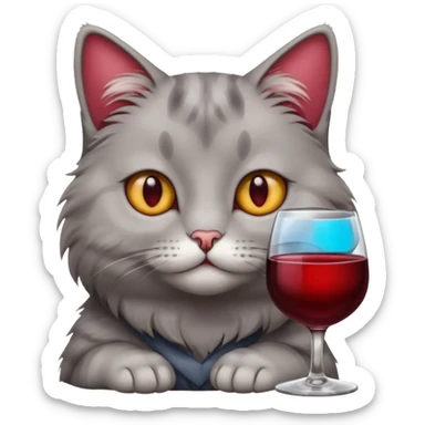 gray Cat sitting On A Couch With Wine sticker