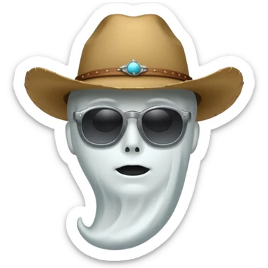 Ghost with sunglasses and cowboy hat sticker