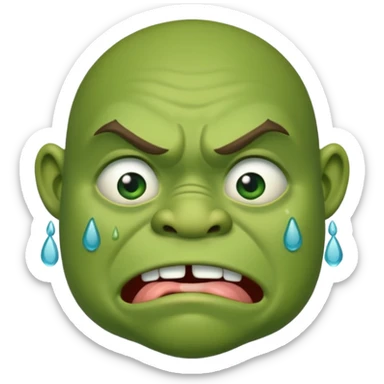An oger is crying with tears in his eyes sticker