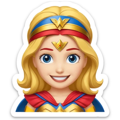 create a yellow emoji of wonder woman. style windows emoji sticker