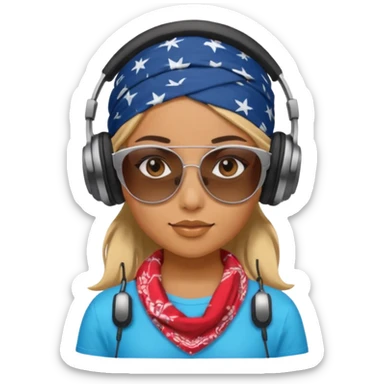 girl with shades, headphones and bandana sticker