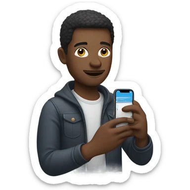 A man holding iphone 13 sticker