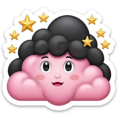 Black cloud with few shiny stars with pink blush sticker