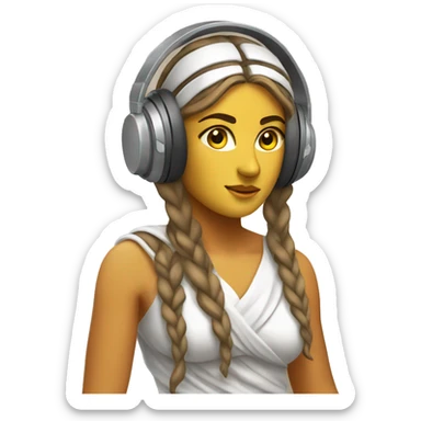 Athena goddess image with headphones  sticker