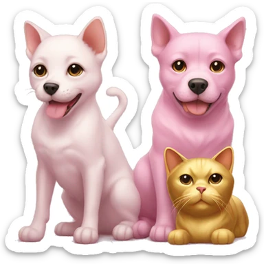 pink and gold cat and dog sticker