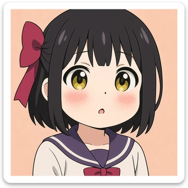 Shikoku from Chained Soldier, super cute, blushing cheeks, small mouth, round face sticker