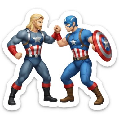 fight between Thor and captain America   sticker