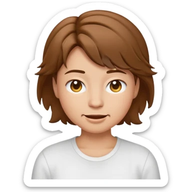 face emoji inspired by a person with short tousled brown hair, winking, light skin, wearing a white shirt sticker
