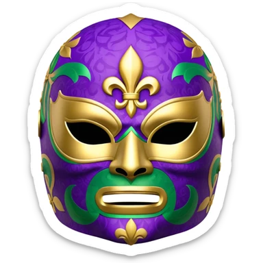 Louisiana themed luchador mask with fleur-de-lis and Mardi Gras colors sticker