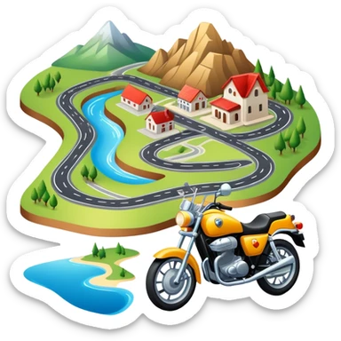 motorcycle route map with roads and landmarks sticker