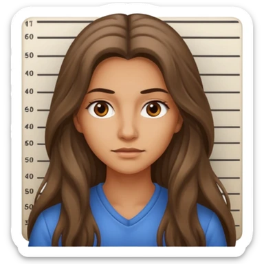 Long haired Woman on a mug shot sticker