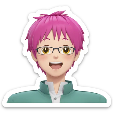 smiling boy in pink uniform sticker