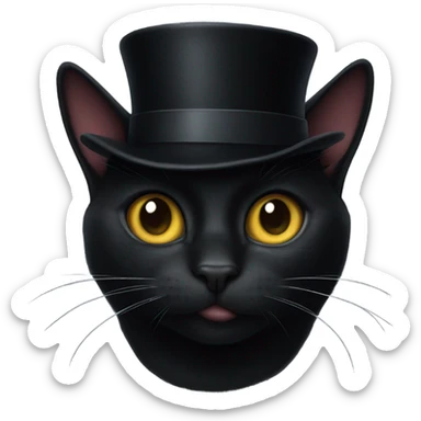 Black cat with a black top hat preforms  sticker
