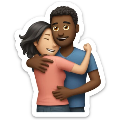 Guy giving girl hug to feel better sticker
