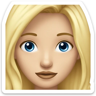 una chica rubia, pelo largo, con ojos azules y piel blanca sticker