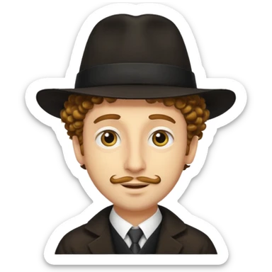 A yellow Jewish guy with the hair and nose and hat sticker
