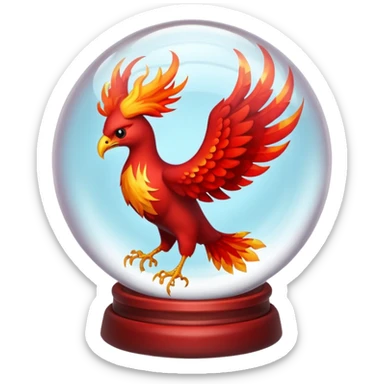 A red fiery phoenix inside a transparent crystal ball with no stand sticker