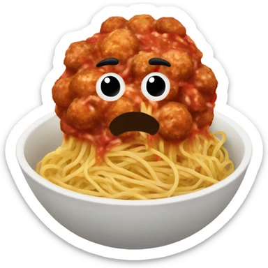 spaghetti with meatballs in a bowl sticker