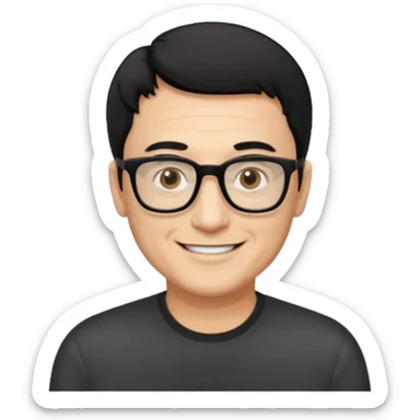 man 60 short black hair, brown eyes small black rectangle glasses  sticker