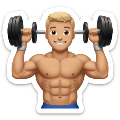 glorious gentlemen moustache lifting heavy weights and smiling sticker