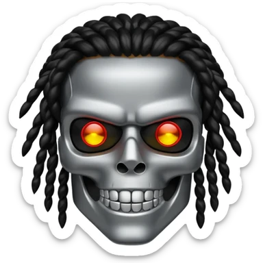 smiling black rasta terminator silver sticker