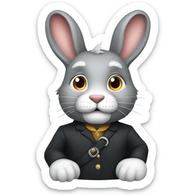 Lapin noir avec crinière lion grise sticker