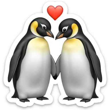 2 emperor penguins facing each other making a heart but no heart emoji sticker