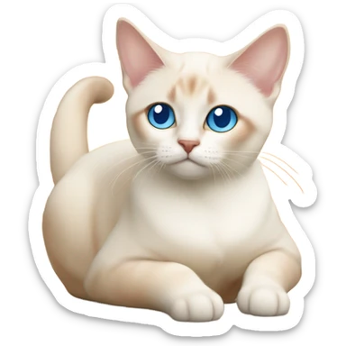 fat flame point Siamese, white fur with orange accents and blue eyes ￼ sticker