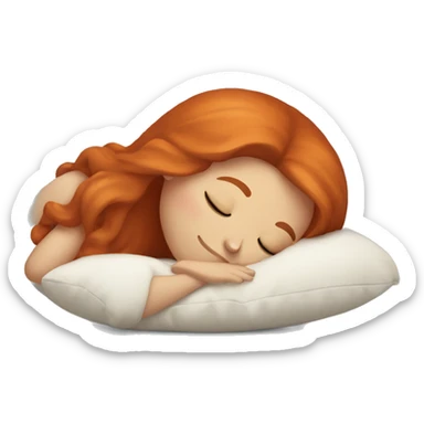 Red-haired girl sleeping on a pillow sticker